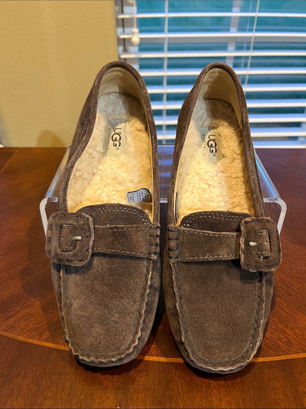 UGG Chocolate Brown Suede Shearling-Lined Women's Loafers